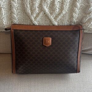 Celine Brown and Tan Vintage Pouch